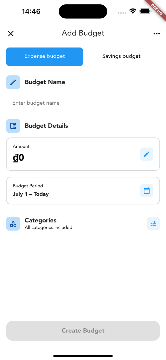 Cashvelope App Dashboard
